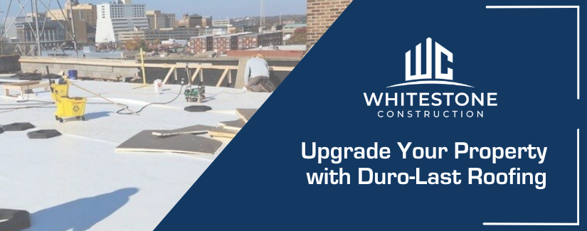 Whitestone Construction installing a durable Duro-Last roofing system on a commercial property.